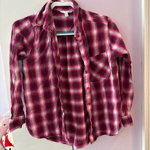Plaid Kids Shirt - Pink and White